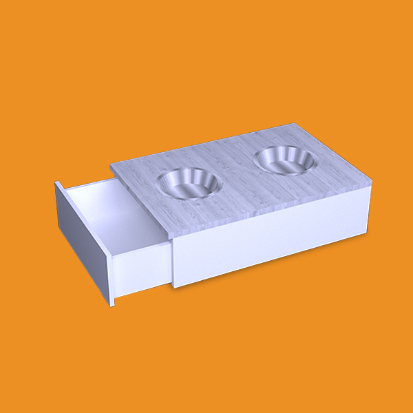 Dog food table - ash white color Dog food table ash white in orange color