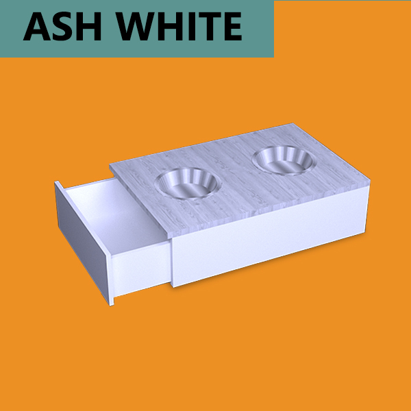 Dog food table ash white Dog wood table ash white in orange background