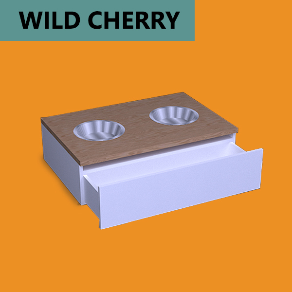 Dog food table - Wild Cherry color Dog food table wild cherry in orange background